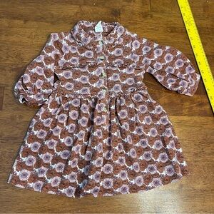 Kate Quinn Floral Kids Dress - Brown White Pink size 12-18 months